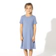 Mystic Blue Bamboo Girls  Short Sleeve Dress Online now