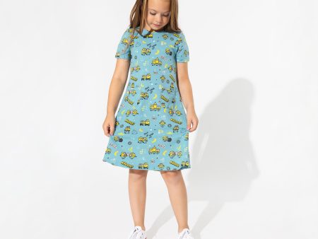 Minions Bello Banana Terry Daywear Girls  Short Sleeve Dress For Cheap