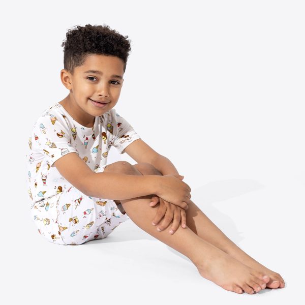 Ice Cream Bamboo Kids Pajama Short Set For Sale