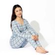 Holiday Plaid Blue Bamboo Women s Pajama Set on Sale