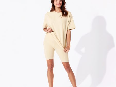 Oat Bamboo Blend Women s Oversized Tee & Biker Shorts Set For Cheap