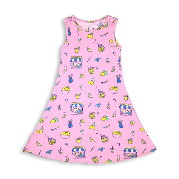 Pink Lemonade Bamboo Girls  Sleeveless Dress For Discount