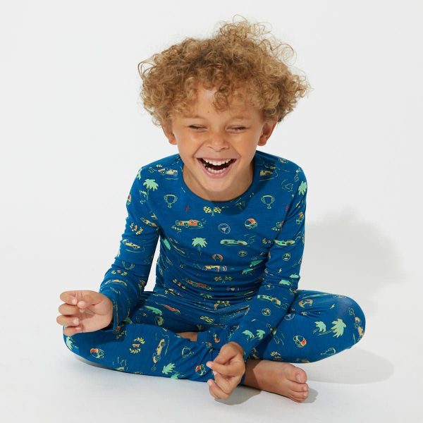 Monaco Blue Bamboo Kids Pajamas Online Sale