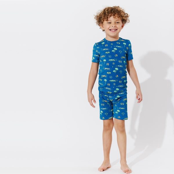 Monaco Blue Bamboo Kids Pajama Short Set Supply