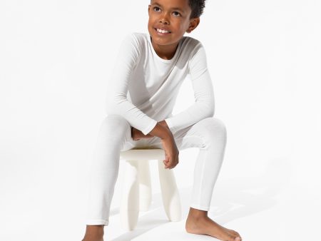 Milk White Bamboo Kids Pajamas Hot on Sale