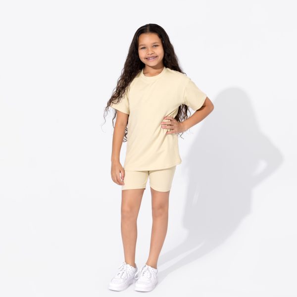 Oat Bamboo Blend Kid s Oversized Tee & Biker Short Set Cheap