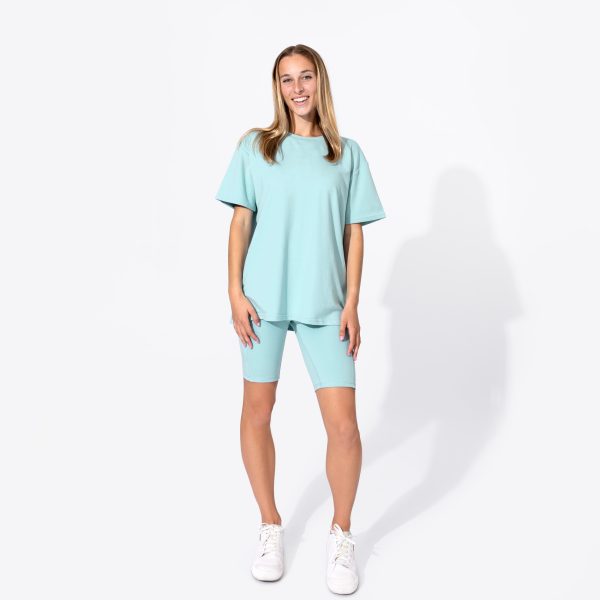 Adventure Blue Bamboo Blend Women s Oversized Tee & Biker Shorts Set Online Sale