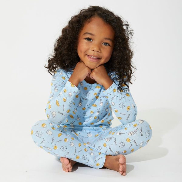 Milk & Cookies Blue Bamboo Kids Pajamas Online Sale