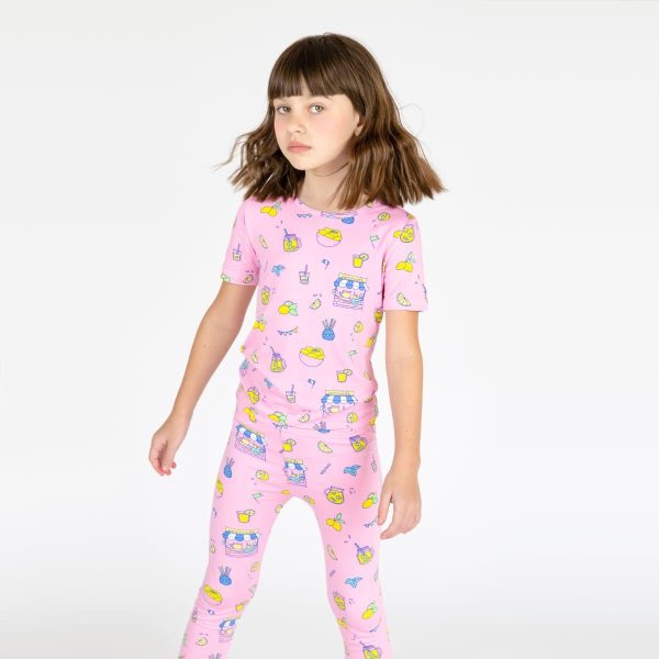 Pink Lemonade Bamboo Kids Pajamas Hot on Sale