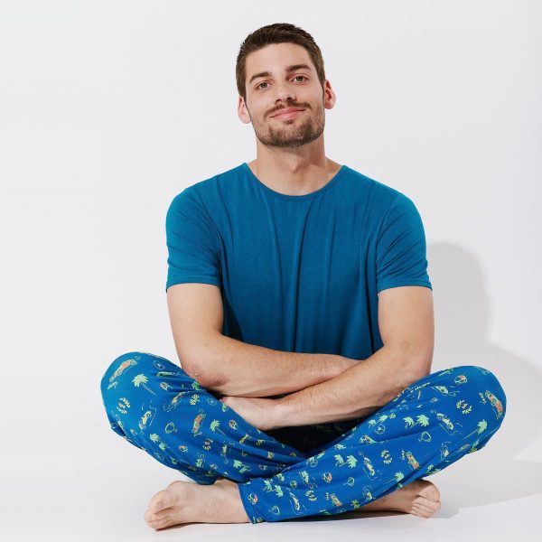 Monaco Blue Bamboo Men s Pajama Set on Sale