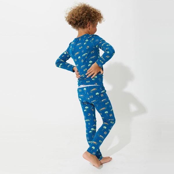 Monaco Blue Bamboo Kids Pajamas Online Sale