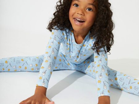 Milk & Cookies Blue Bamboo Kids Pajamas Online Sale