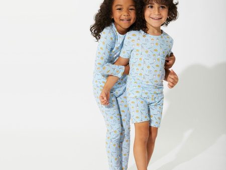 Milk & Cookies Blue Bamboo Kids Pajama Short Set Sale