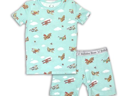 Vintage Airplanes Bamboo Kids Pajama Short Set Sale