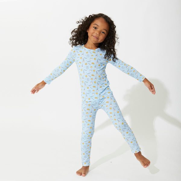 Milk & Cookies Blue Bamboo Kids Pajamas Online Sale