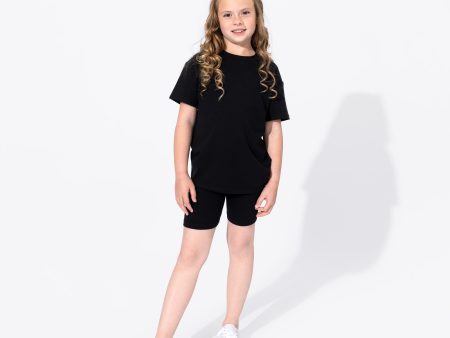 Obsidian Black Bamboo Blend Kid s Oversized Tee & Biker Short Set Supply