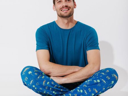 Monaco Blue Bamboo Men s Pajama Set on Sale