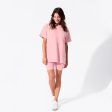 Dusty Rose Bamboo Blend Women s Oversized Tee & Biker Shorts Set on Sale