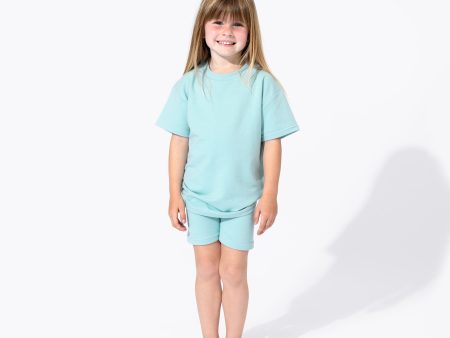 Adventure Blue Bamboo Blend Kid s Oversized Tee & Biker Short Set on Sale