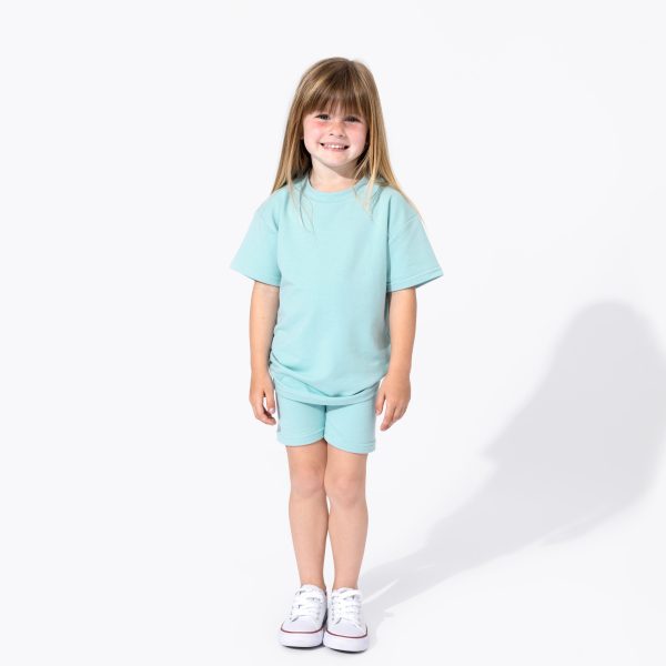 Adventure Blue Bamboo Blend Kid s Oversized Tee & Biker Short Set on Sale