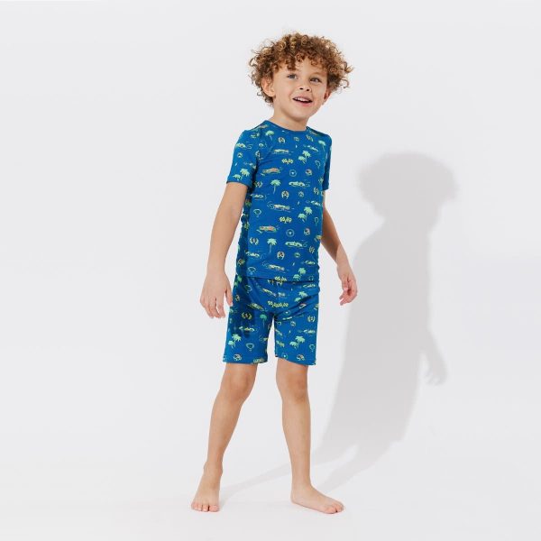 Monaco Blue Bamboo Kids Pajama Short Set Supply