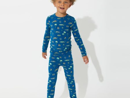 Monaco Blue Bamboo Kids Pajamas Online Sale