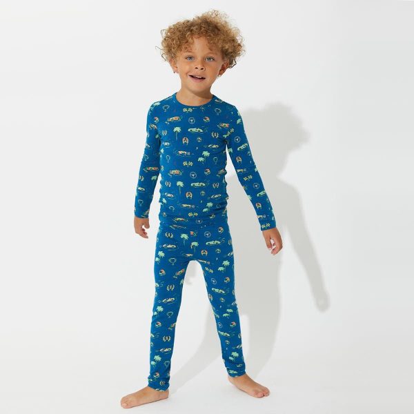 Monaco Blue Bamboo Kids Pajamas Online Sale