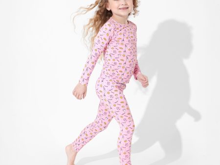 Milk & Cookies Pink Bamboo Kids Pajamas Cheap