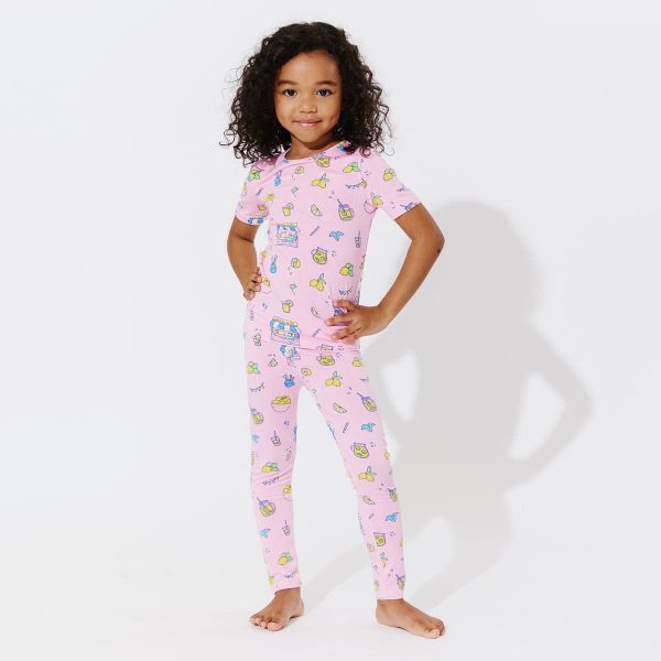 Pink Lemonade Bamboo Kids Pajamas Hot on Sale