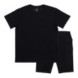 Obsidian Black Bamboo Blend Women s Oversized Tee & Biker Shorts Set Cheap