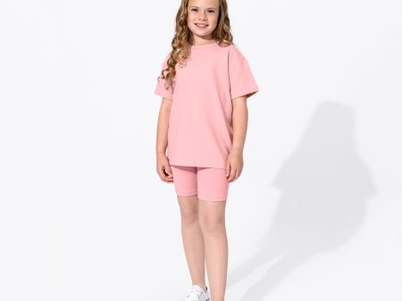 Dusty Rose Bamboo Blend Kid s Oversized Tee & Biker Short Set Online Hot Sale