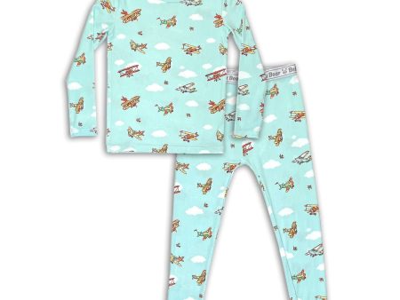 Vintage Airplanes Bamboo Kids Pajamas For Sale