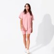 Dusty Rose Bamboo Blend Women s Oversized Tee & Biker Shorts Set on Sale