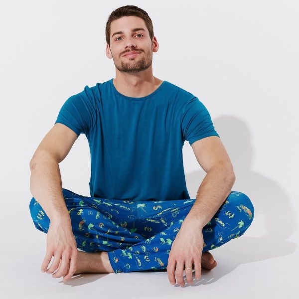 Monaco Blue Bamboo Men s Pajama Set on Sale