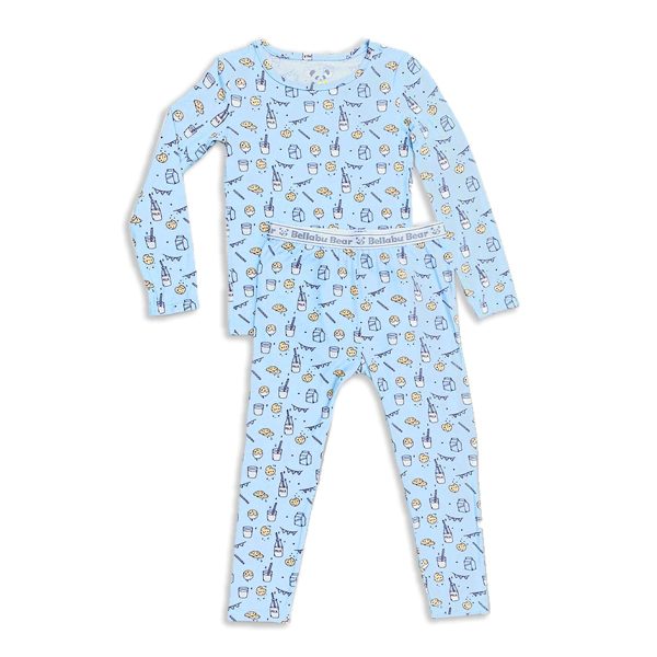 Milk & Cookies Blue Bamboo Kids Pajamas Online Sale