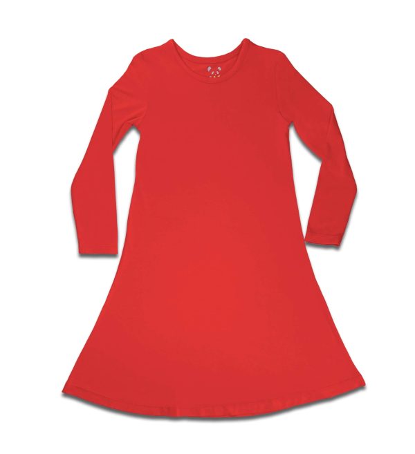 Winterberry Red Bamboo Girls  Long Sleeve Dress Supply