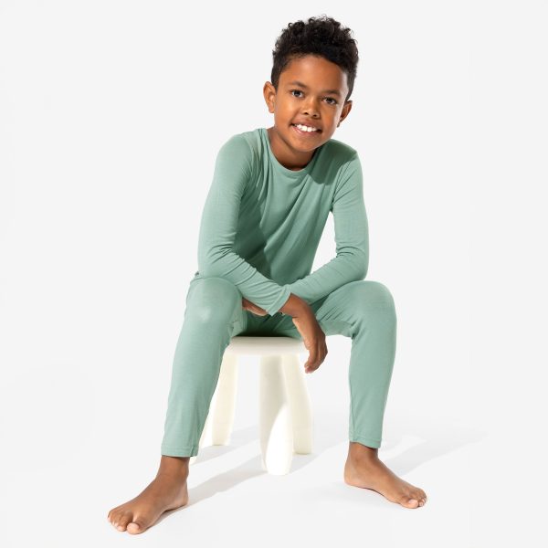 Misty Green Bamboo Kids Pajamas on Sale