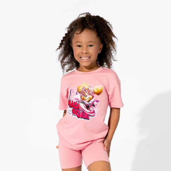 PAW Patrol: The Mighty Movie Skye Dusty Rose Bamboo Terry Kids Oversized T-Shirt Fashion