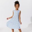 Milk & Cookies Blue Bamboo Girls  Sleeveless Dress For Sale