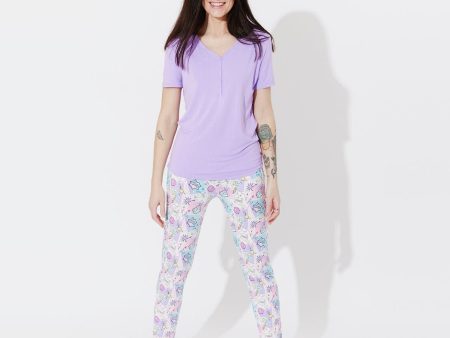 Comic Purple Bamboo Women s Pajama Set Online Sale