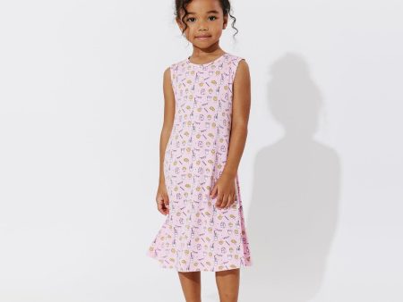 Milk & Cookies Pink Bamboo Girls  Sleeveless Dress Online now