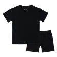 Obsidian Black Bamboo Blend Kid s Oversized Tee & Biker Short Set Supply