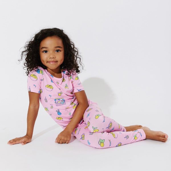 Pink Lemonade Bamboo Kids Pajamas Hot on Sale