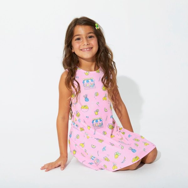 Pink Lemonade Bamboo Girls  Sleeveless Dress For Discount