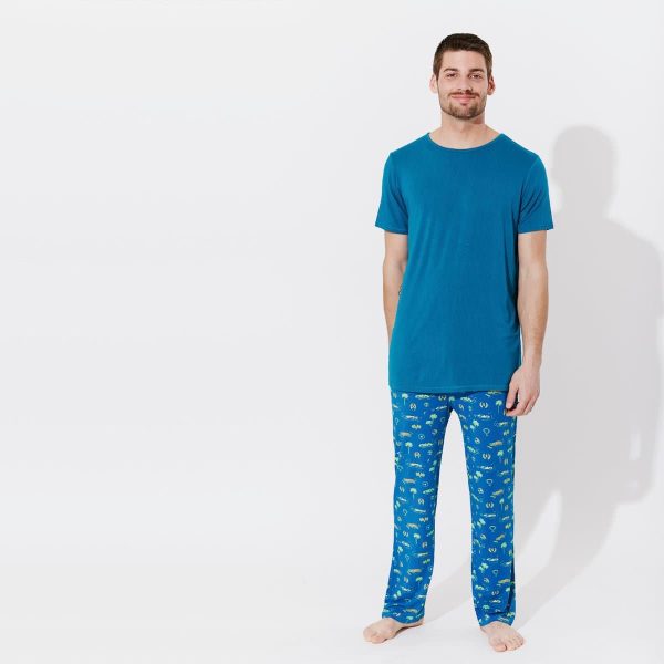 Monaco Blue Bamboo Men s Pajama Set on Sale