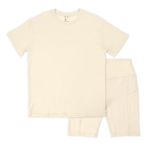 Oat Bamboo Blend Women s Oversized Tee & Biker Shorts Set For Cheap